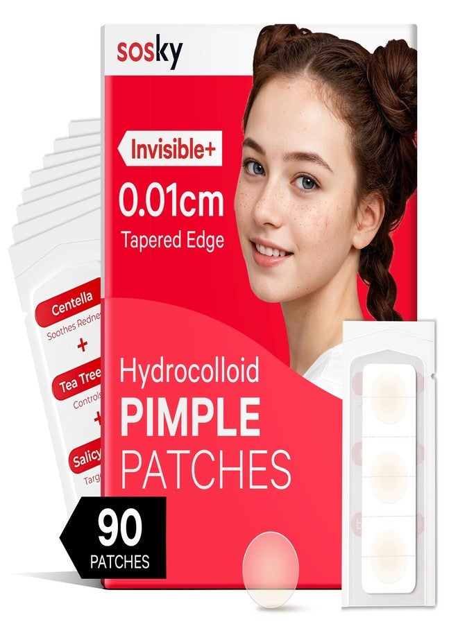 Sosky Pimple Patches for Face, Hydrocolloid Acne Patches, Zit Sticker for Face and Skin 90 Count 10mm